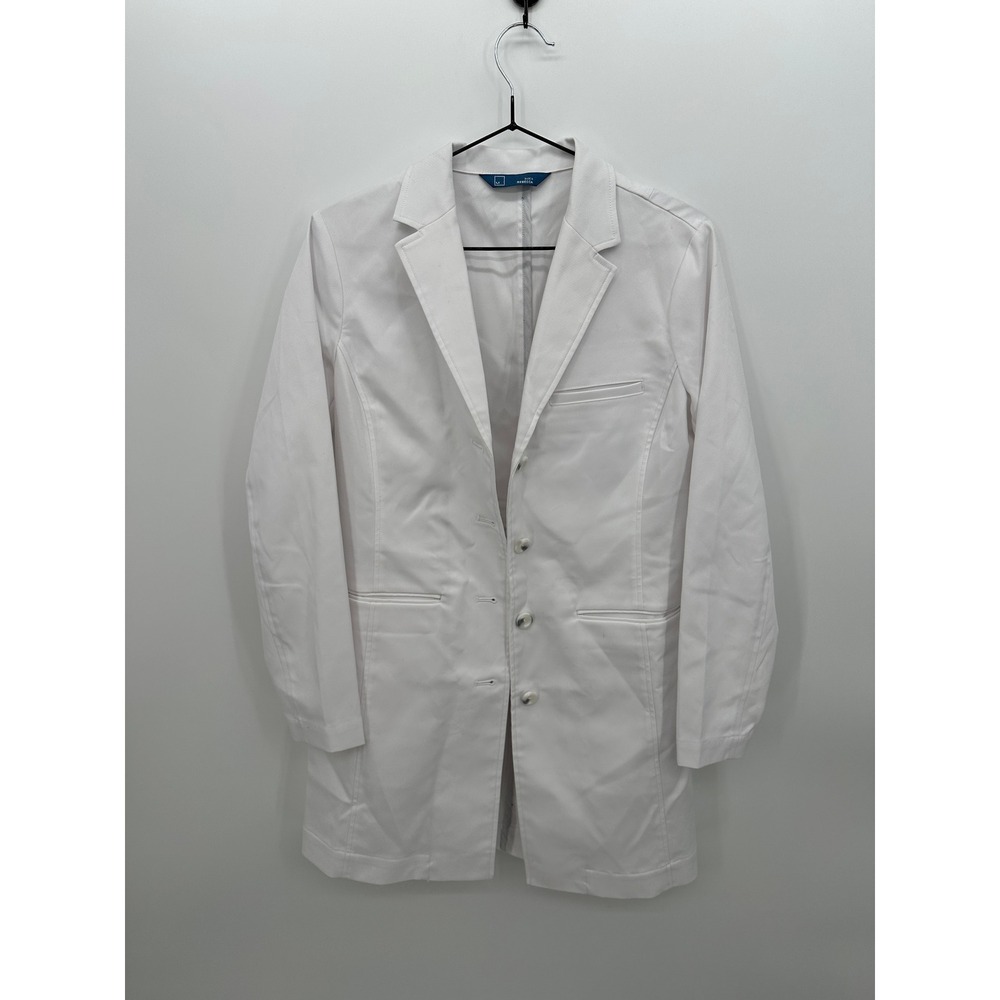 Medelita Rebecca White Professional Lab Coat Size 4 Tailored Slim Fit 4-Button
